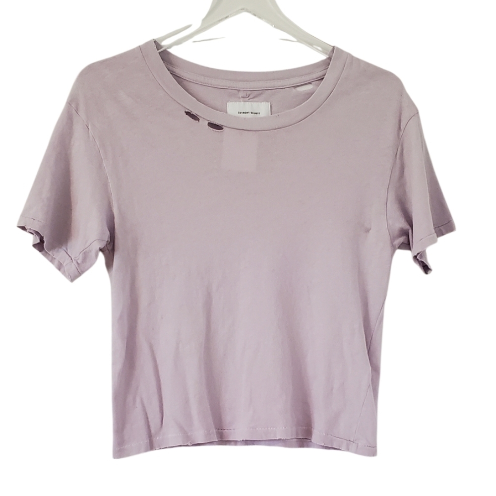 Current Elliott -  The Short CG Distressed  Tee In Lavender Size 0